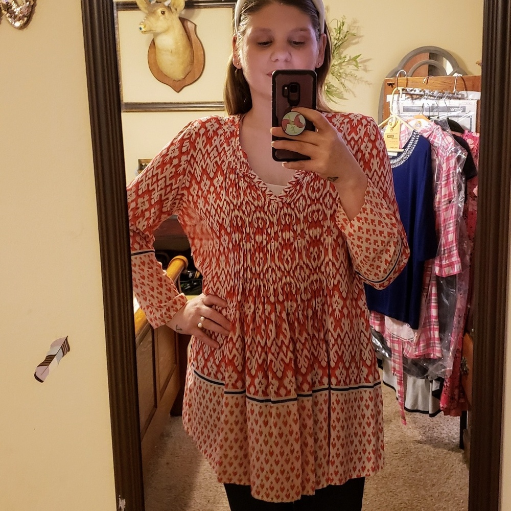 Printed Empire Waist Blouse